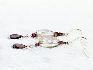 Garnet, Hematite and Champagne Quartz Earrings