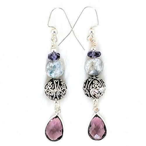 Silverite, Amethyst, Silver Earrings