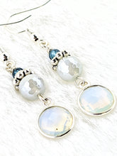 Electroplated Aquamarine, Opalite, Blue Topaz, Silver Earrings