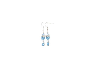 Electroplated Aquamarine, Aquamarine Tear Drop Dangle Silver Earrings