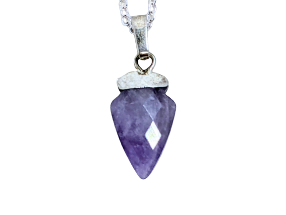 Faceted Amethyst Arrowhead Charm Necklace