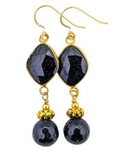 Blue Goldstone, Gold Earrings