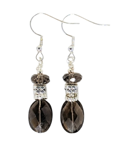 Smoky Topaz, Silver Earrings